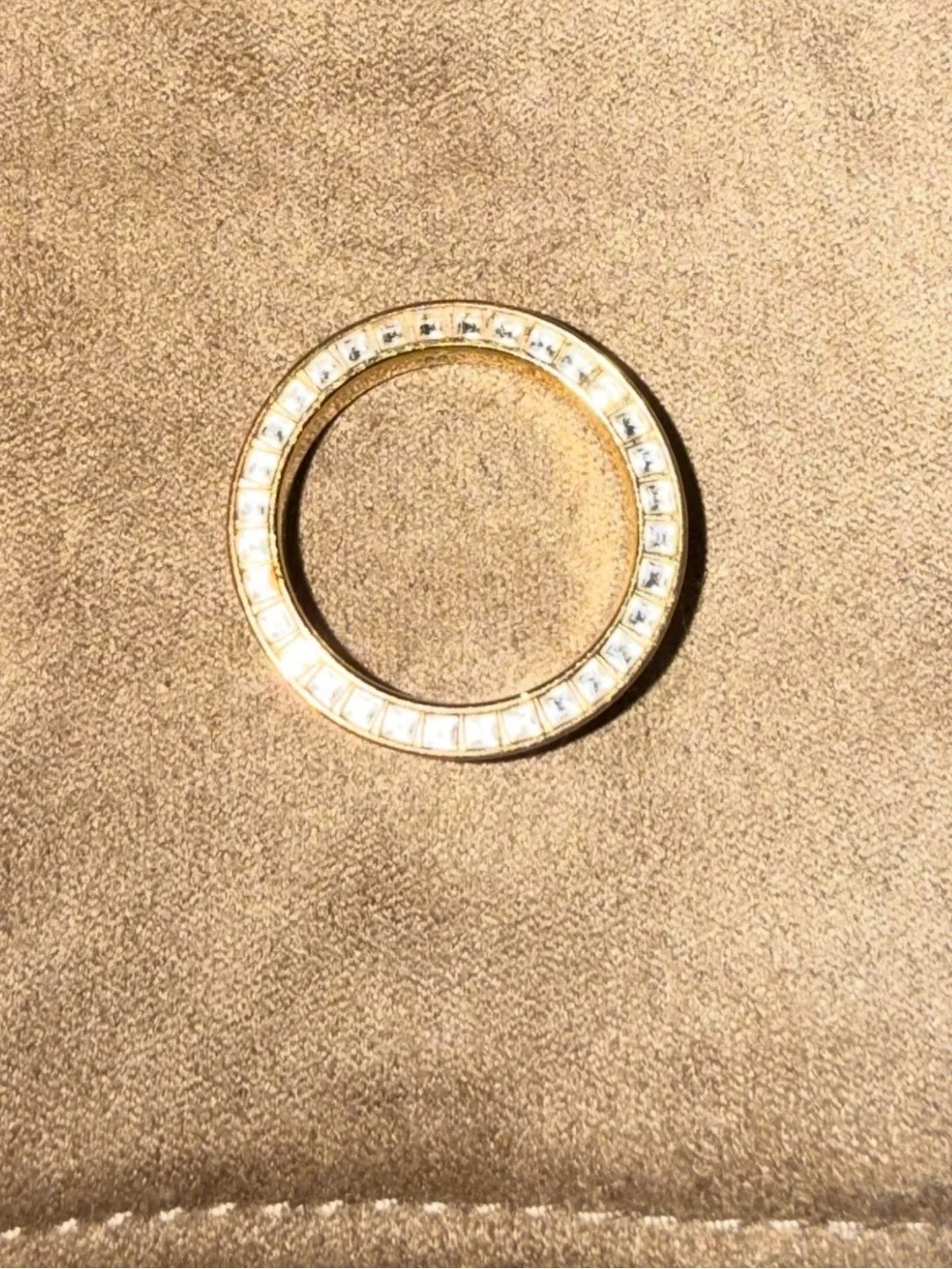 Dior Gold and White Crystal-Trim Band Ring